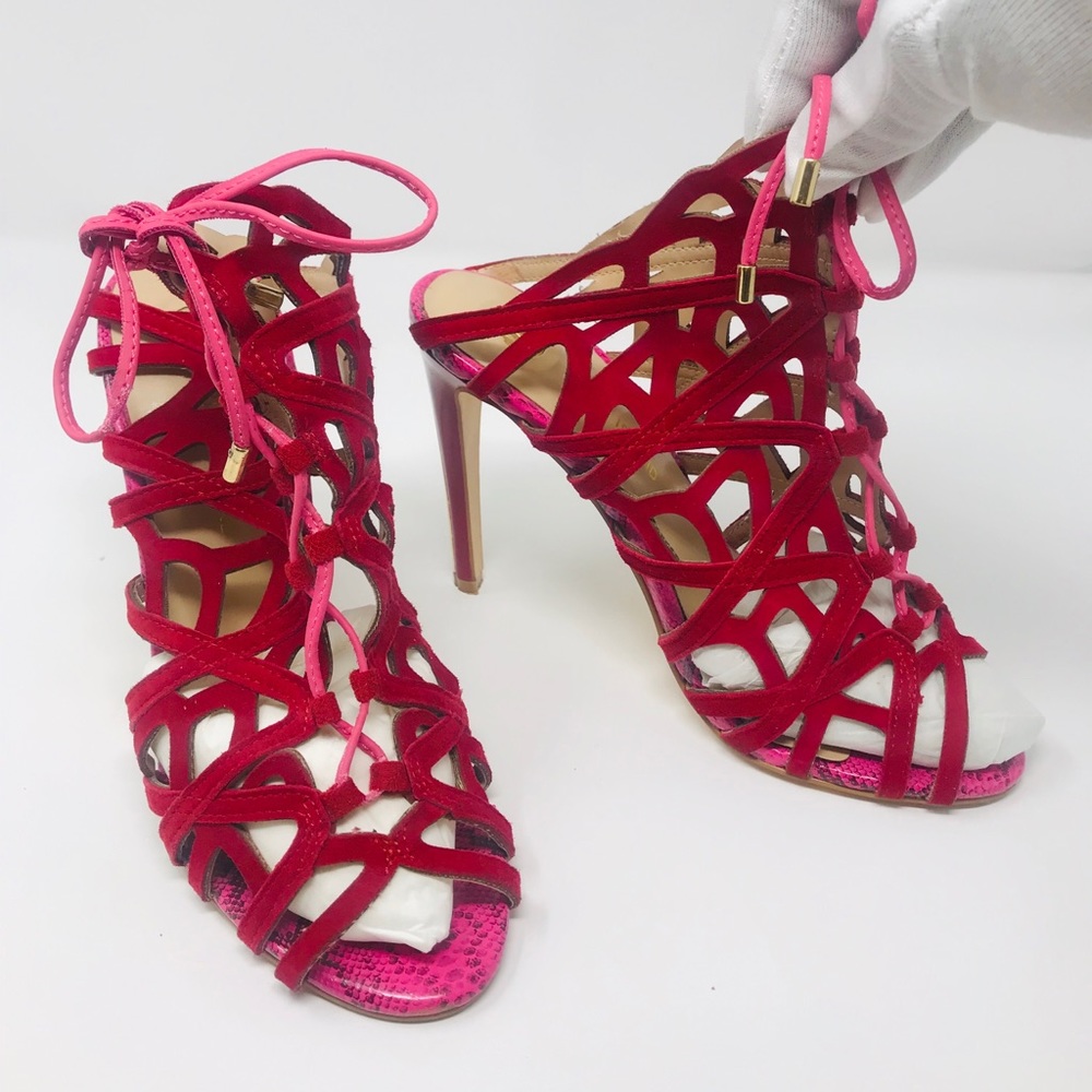 Riverisland red laceup mules